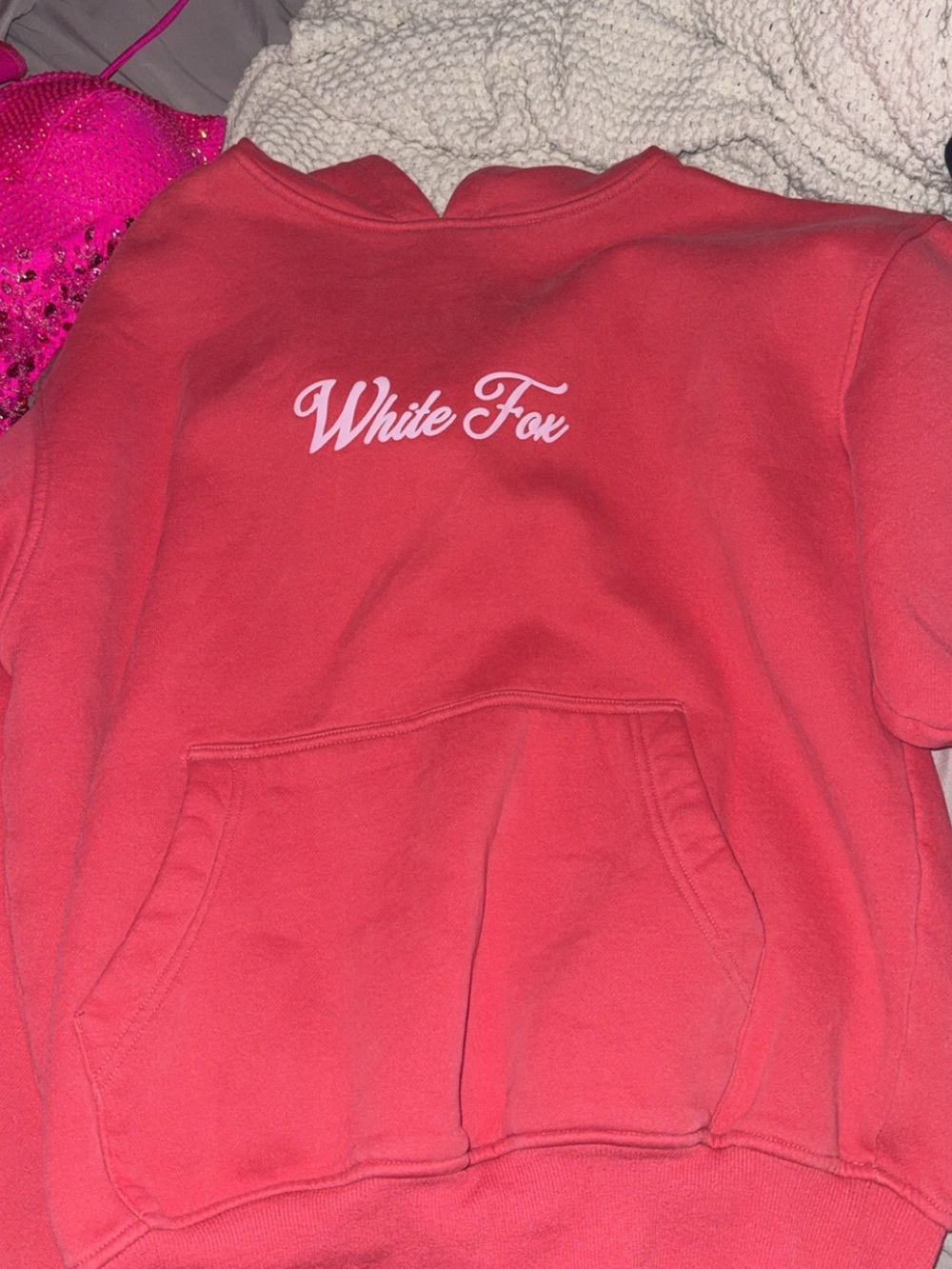 Coral white fox hoodie